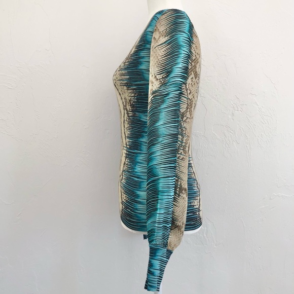 ⭐️ROBERTO CAVALLI⭐️Animal Snake Print Cashmere Silk Sweater Designer Blouse XS - Picture 5 of 15